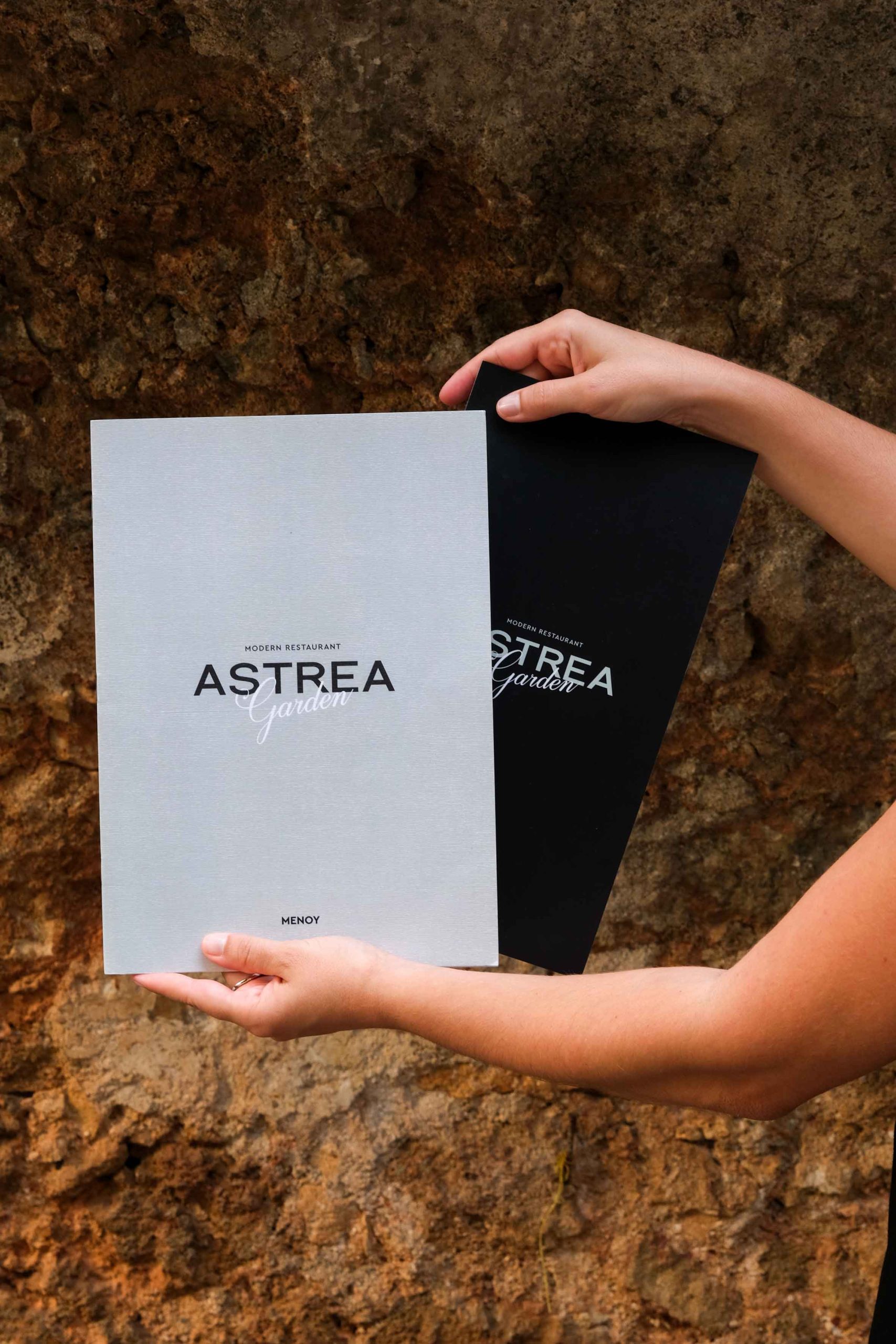 Astrea Garden white and black menu